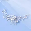 Tiaras Silver Color Pearl Crystal Wedding Hair CombsBrides hair accessories for women Brid hair comb Pearl comb wedding headdress Y240320