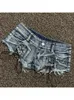 Shorts femininos luz azul denim y2k rendas mini calças curtas harajuku vintage cintura baixa jeans 2000s roupas trashy verão