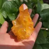 Figurines décoratives, 1 pièce, belle flamme jaune, aura, grappe de cristal de Quartz