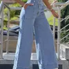 Women's Jeans Invisible Open Crotch Outdoor Sex Plus Size Summer Baggy Women Wide Leg Pants Boyfriend Denim Trousers Streetwear