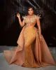 Afrykańskie wykwintne sukienki dubajskie Dubai Błyszcząca bez rękawów Sukienka Promowa Sukienka Odłączona Kiełki Kryształowe sukienki imprezowe