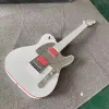 Cabos TL Guitarra elétrica dividida, corpo branco, encadernação vermelha, pista de bordo, fio de cabeça de bullet bybingboard de bordo, guarda de espelho, captação aberta,