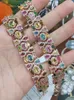 Bracciale con zirconi colorati arcobaleno color oro rosa per donne e ragazze, braccialetto lungo da matrimonio da 22 cm, regalo di gioielli per feste vintage