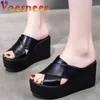 Dress Shoes Black White Color Korean Style Platform Slippers Walk Show Wedges All-Match Sweet Women Peep Toe Party High Heels Sandals H2403251