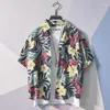 Chemises décontractées pour hommes Tops colorés et chemisiers pour hommes Floral Hawaiian Vêtements drôle imprimé bouton hip hop régulier de haute qualité