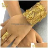 Armreif Aniid Indischer 24K vergoldeter Armreif mit Ring für Frauen Afrikanischer Arabischer Charme Goldfarbe Armband Schmuck Dubai Nigerian Geschenk Tropfen D DHT2P