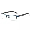 Solglasögon 2024 Halva metallram Läsglasögon unisex Men Business Anti Blue Light 0 1 1,5 2 2,5 3 4 5 6 GAFAS