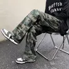 Jeans pour hommes pour hommes cargo camouflage pantalon droit mâle cowboy pantalon décontracté régulier automne vêtements 2024 coréen lavé baggy lâche