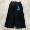 Jeans maschile jnco y2k streetwear hip hop boxe guanti stampa grafica pantaloni neri segnalini donne donne harajuku pantalone largo gotico Winter01 788