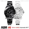 2021 Korf H5702 H5705 38mm A2892 자동 유니esx 남성 여성 Watch 강철 검은 흰색 세라믹 다이아몬드 브레이슬릿 에디션 266K