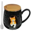 Canecas com capa na moda copo de água escritório xícaras de chá cão cerâmica caneca de café cerâmica estilo dos desenhos animados