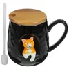 Mugs With Cover Trendy Water Cup Office Tea Cups Dog Ceramic Coffee Mug Ceramics Cartoon Style