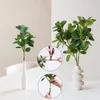 Dekorative Blumen, künstliche Ficus-Pflanzen, Zweige, Kunststoff, gefälschte Blätter, grün für Zuhause, Garten, Zimmer, Shop, Dekoration, Grün mit langem