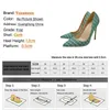 Dress Shoes Fashion Big Size Pointed Toe Womens 2023 New Blue Elastic Fabric Cloth High Heels Gold Checkered Vacation Casual PumpsG851 H240321