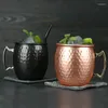 Canecas 1/ 4 peças 550ml 18 onças Moscow Mule Caneca de aço inoxidável martelado cobre chapeado copo de cerveja café bar drinkware