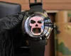 Men's watch, master, Automatic mechanism, stainless steel case, skull dial, rubber strap, needle buckle, hidden hands