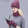 Hattar halsdukar set vinter beanie hatt halsduk set kvinnor stickad utomhus värme halsduk hatt pekskärm gs set skallies mössa hatt halsduk setc24319