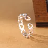 Cluster Ringe 925 Silber Überzogene Herz Finger Ring Für Frauen Mädchen Geburtstag Party Punk Schmuck Geschenke E008
