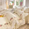 Set di biancheria da letto Principessa coreana Volant in pizzo Set Morbido sulla pelle 200X230 cm Copripiumino 1.5M/1.8M/2M Gonna Copriletto Federa