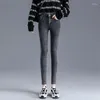 Pantalones vaqueros para mujer 2024 Pantalones coreanos de cintura alta para mujer Lápiz elástico de invierno Pantalón de talla grande Jean