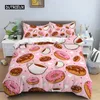 Ensembles de literie Hamburger Set Snack Motif Housse de couette Twin King pour enfants Adultes Décor Microfibre 3D Donut Quilt avec taies d'oreiller