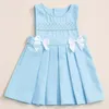 Girl Dresses 2024 Kids Infants Smocking Baby Girls Spanish Handmade Smocked Set With Bubble Sleeve Frocks Summer Children