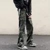 Jeans pour hommes pour hommes cargo camouflage pantalon droit mâle cowboy pantalon décontracté régulier automne vêtements 2024 coréen lavé baggy lâche