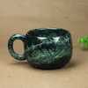 Copos de chá verde jade caneca de chá rei chinês pedra copo de saúde pedras magnéticas naturais canecas de café vidro de água gongfu teaware