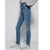 Damesjeans Vroege lente Hoge elastische hemelsblauwe taille Slim Fit Kleine voeten Denim broek voor dames Mo388