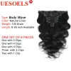 Extensions Uesoels 8 st/Set Natural Color Clip Ins Remy Human Hair 1226 Inches 120 Gramm Body Wave Clip in Human Hair Extensions Full Head