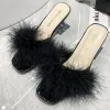 Slippers New Summer Summer Gluffy Peep Toe Sexy High Heels Sapatos Sapateiros Palas de Formada Moda Moda Slip em 2023 Designer Lady Indoor House Slippers