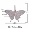 Pendant Necklaces Hip Hop 3A Cubic Zirconia Paved Bling Out CZ Butterfly Pendants For Men Women Rapper Jewelry Pink Gold Color