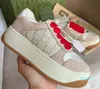 2024 Vintage Sneakers Kobiety męskie buty luksusowe trenerzy mody sprawdzają koronkową platformę bawełnianą