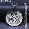 Stal nierdzewna Witchcraft Vortex Naszyjnik Srebrny kolor Viking Triskelion Celtic Węzeł spirala biżuteria Triskele N7062S02 240311