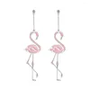 Boucles d'oreilles pendantes boucles d'oreilles romantiques bijoux pour femmes flamant rose percé femmes