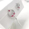 Dangle Earrings 1 Pair Red Crystal Butterfly Women Exquisite Ear Clips Casual Jewelry Dropship