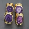 Cluster Rings Raw Stone Purple Sunflower Agates Ring Druzy Quartz Adjustable Women Irregualr Gold Color Open Finger Jewelry Wholesale 4Pcs