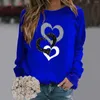 Felpe con cappuccio da donna Maglioni natalizi in cotone Donna Girocollo alla moda per San Valentino Camicetta a maniche lunghe stampata casual amore Tops