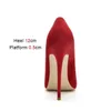 Dress Shoes Plus Size Women Suede High Heels 12CM Fashion Pointed Toe Career Pumps Spring And Autumn New Rose Red Temperament Single2FZ4 H240321