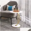 Woonkamermeubilair Elegante lichte luxe rotsplaat Kleine ronde tafel voor woondecoratie - Perfecte thee, koffieboeken en meer stijlvol Co Dhhv9