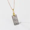 Rectangular Stone tag Pendent Necklace for Women Natural Crystal Choker Female Stone Gold Clavicle Chain Square Necklace For Men Jewelry