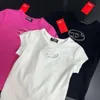 Diesel t-shirt designer original högkvalitativ kvinnors sexiga tjej ihåliga broderier brev avslappnad rund hals kort ärm mode