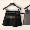 Mulheres designer terno saias verão sexy mini saias com cinto de metal carta cintura baixa vestido senhoras negócios uma linha saia