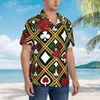 Camicie casual da uomo Camicia hawaiana da spiaggia Divertenti camicette da poker Top comodo da uomo a maniche corte con stampa floreale e sentita