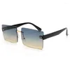 Sunglasses Fashion Clip Rimless Women Trendy Rectangle Sun Glasses Summer Traveling Retro Shades UV400
