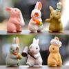 12 pièces/ensemble mignon guirlande lapin pvc animal poupée 3d miniature lapin figurine voiture décoration petits ornements