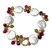 Bracelet YYGEM fait à la main naturel cultivé pièces blanches perle d'eau douce Fuchsia cristal Agate Wrap bijoux Bracelet pour femmes cadeau 240319