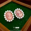 Pendientes de gama alta ligeros de moda estilo palacio francés ovalados con retrato de aguja Sier