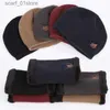 Hats Scarves Sets Mens Winter Beanie Hat Scarf Set Warm Knitted Hat Thick Wool Lining Winter C-Neck WarmC24319