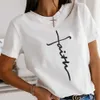 T-shirt da donna casual moda manica corta girocollo stampa fede lettera personalizzata di nuovo arrivo all'ingrosso